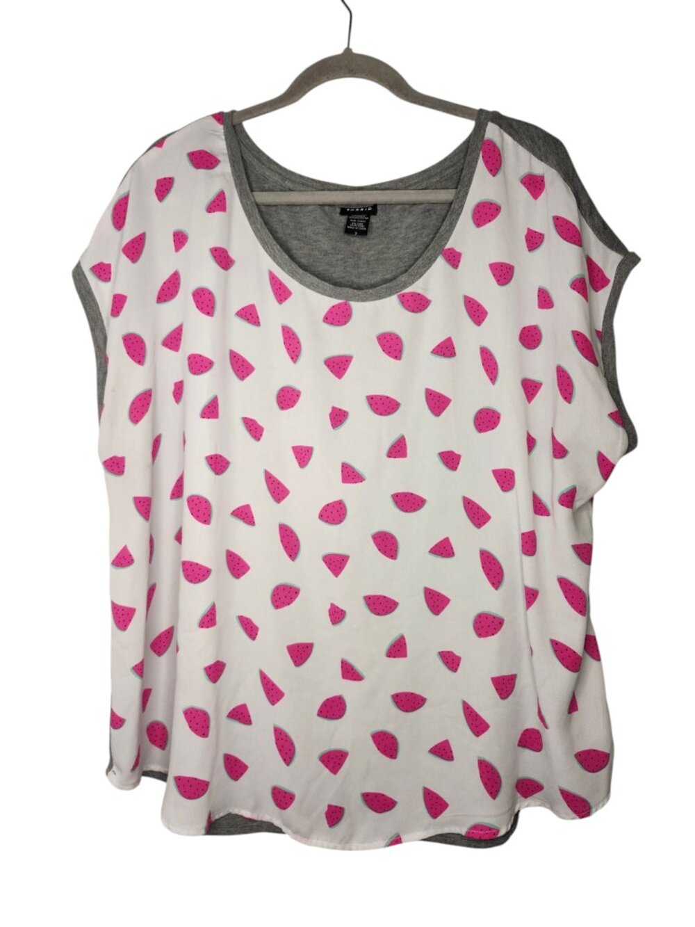 Torrid Boxy Fit White Gray Watermelon Print Lightweight Shirt Plus Size 2